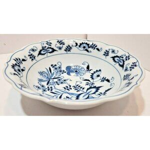 Vintage Blue Danube Japan Blue Onion Serving Bowl 9" Scalloped Rim